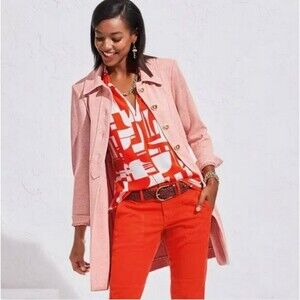 CABI 6023 Take 5 Topper Coat Preppy Classic Pockets Button Front Size Large